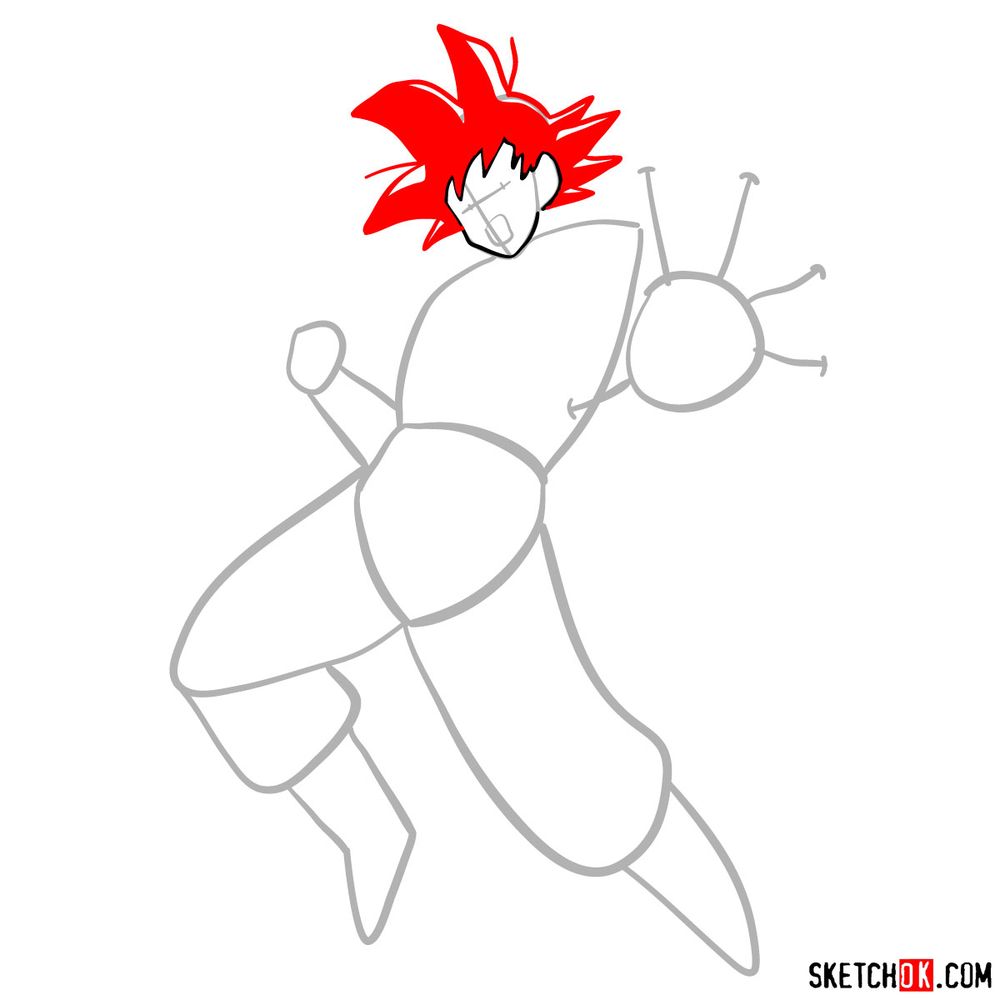 How to draw Goku in full growth - step 04