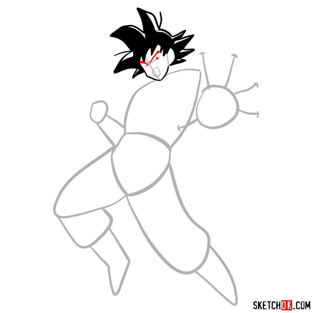 How to draw Goku in full growth - step 05
