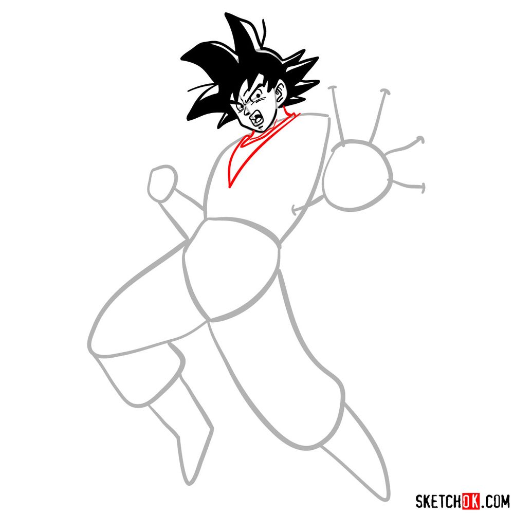 How to draw Goku in full growth - step 08
