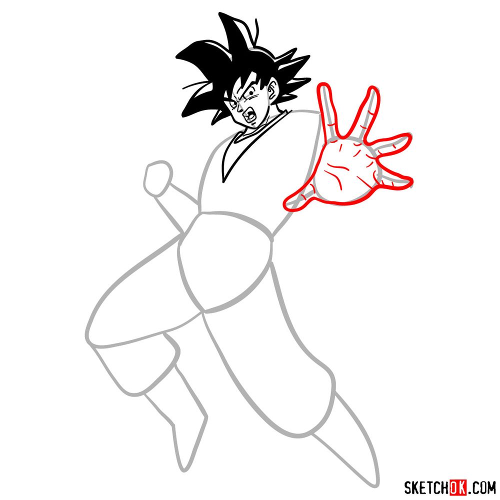 How to draw Goku in full growth - step 09