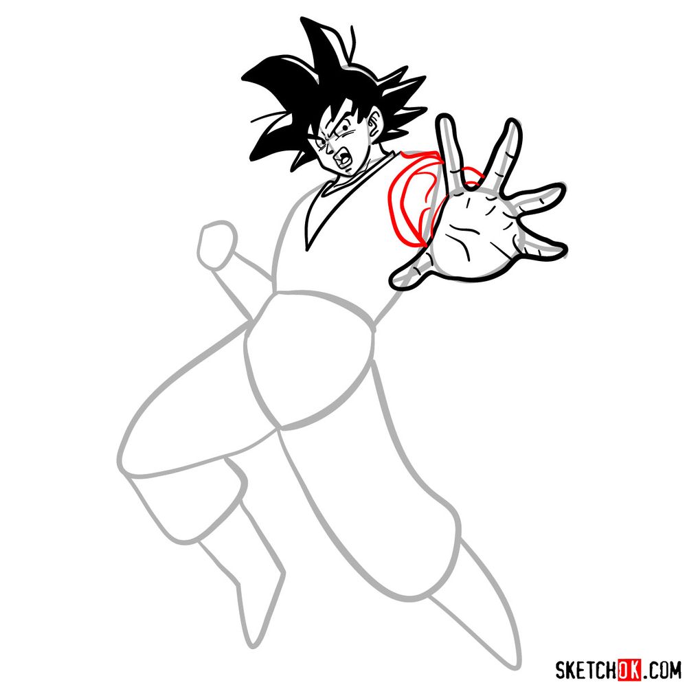 How to draw Goku in full growth - step 10