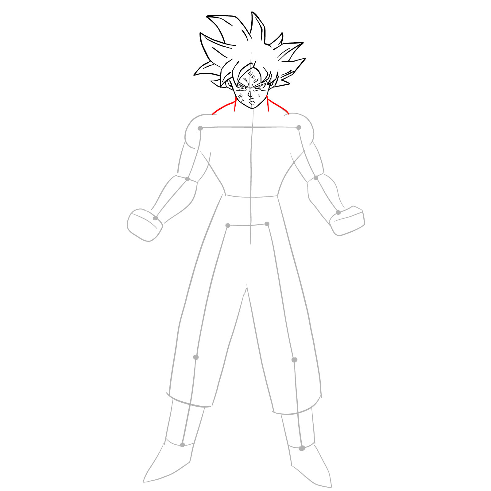 How to draw Goku in Mastered Ultra Instinct - step 16