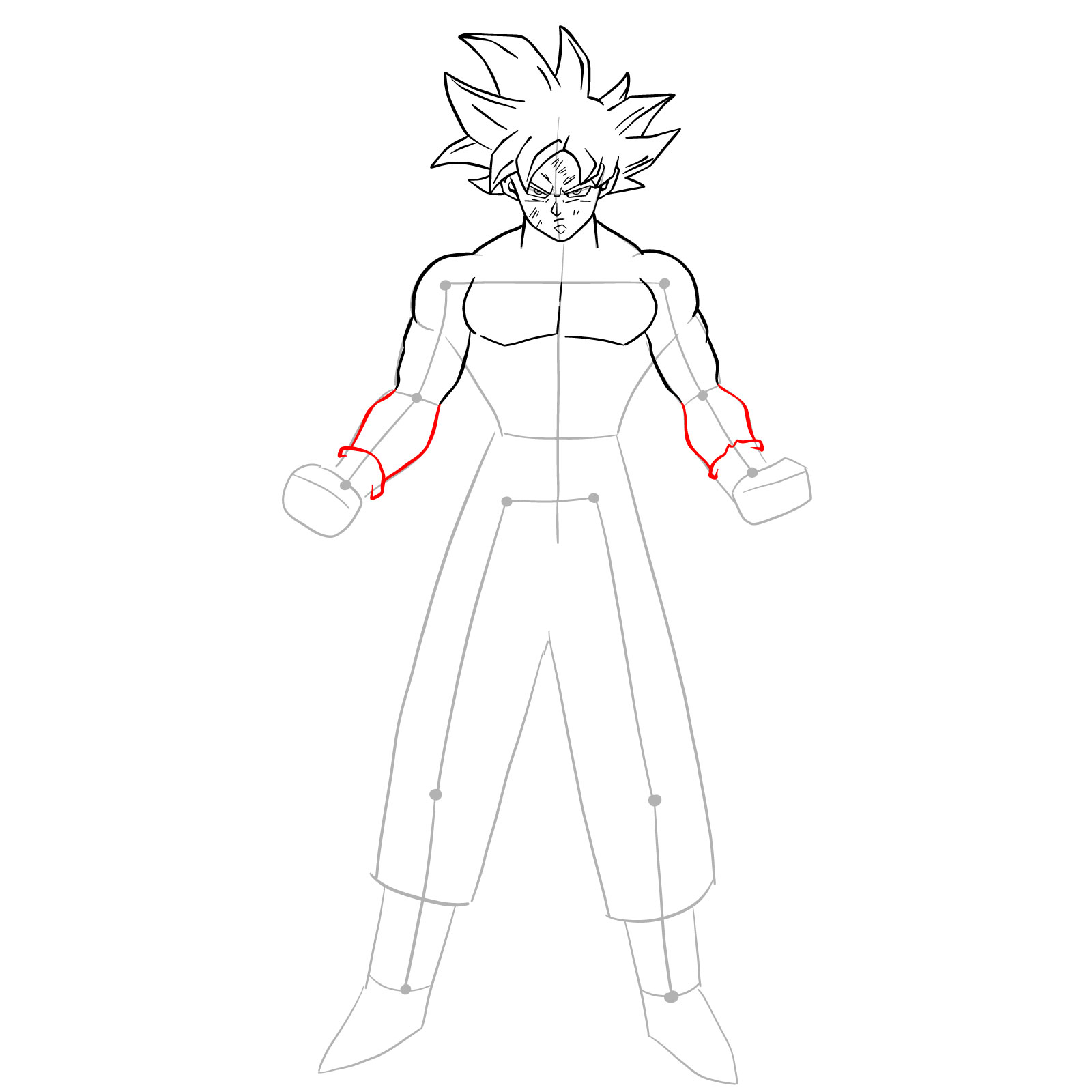 How to draw Goku in Mastered Ultra Instinct - step 19