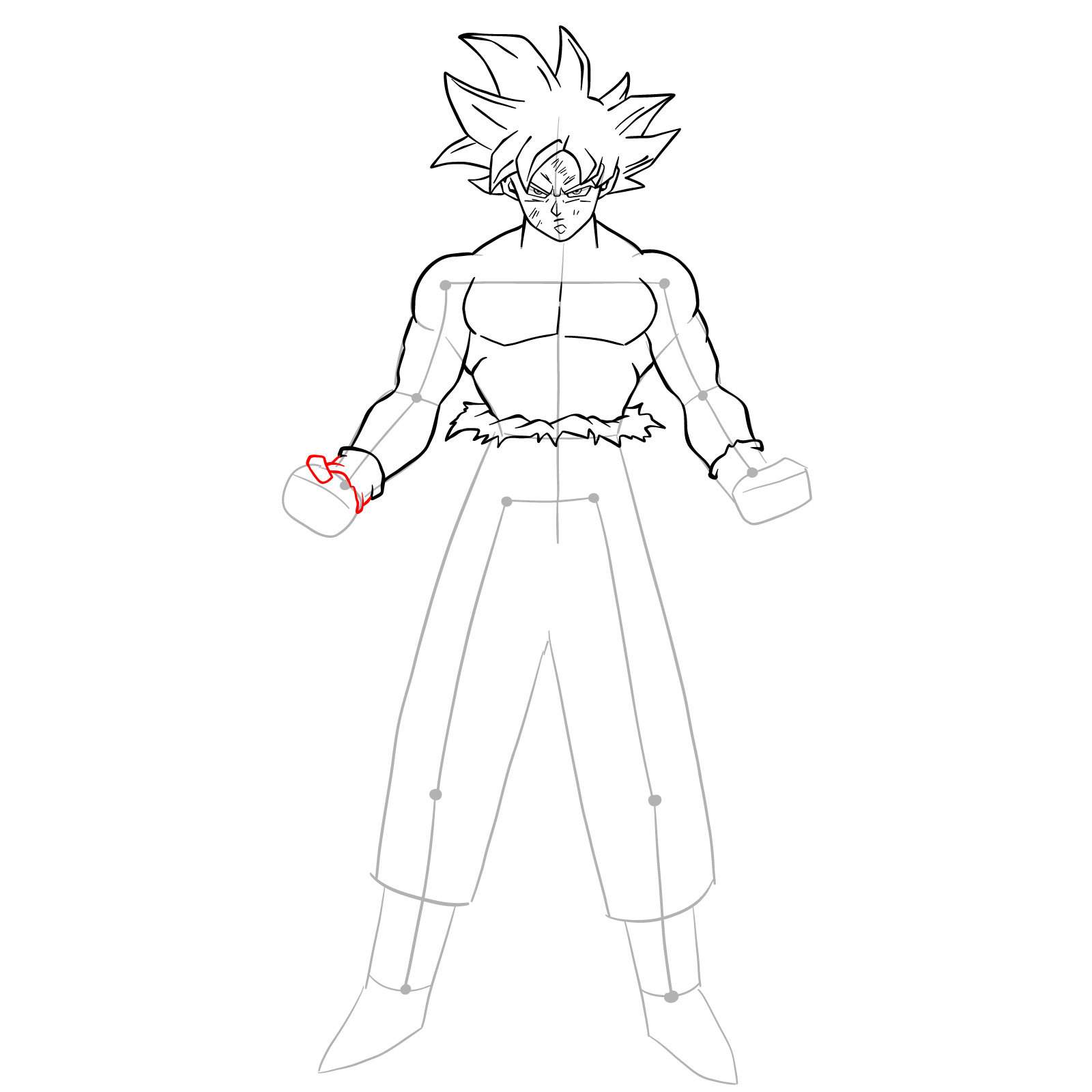 How to draw Goku in Mastered Ultra Instinct - step 22