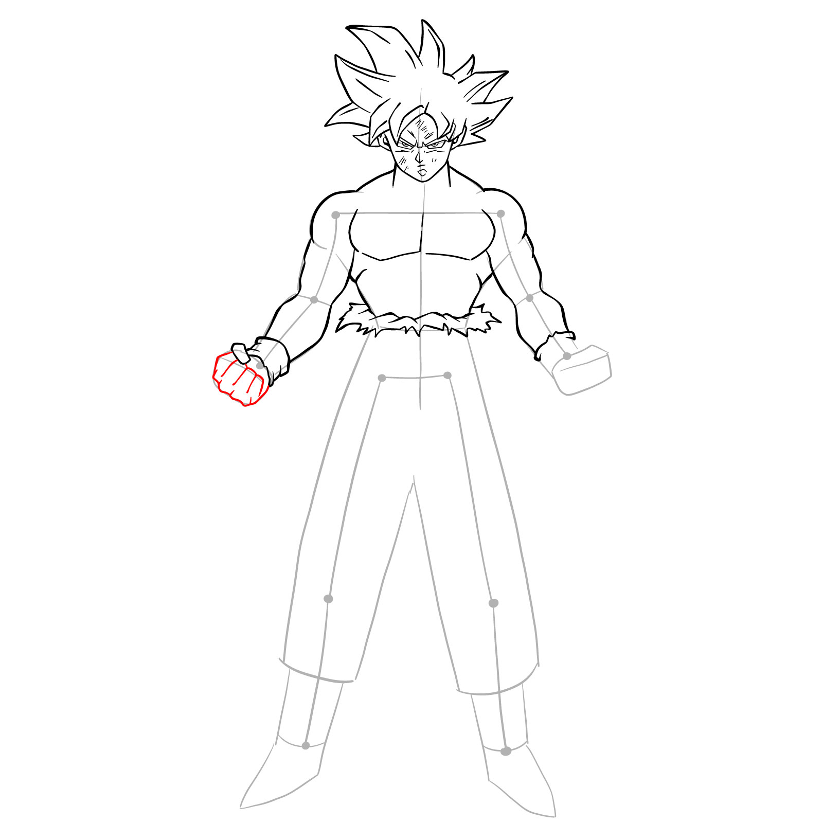 How to draw Goku in Mastered Ultra Instinct - step 23