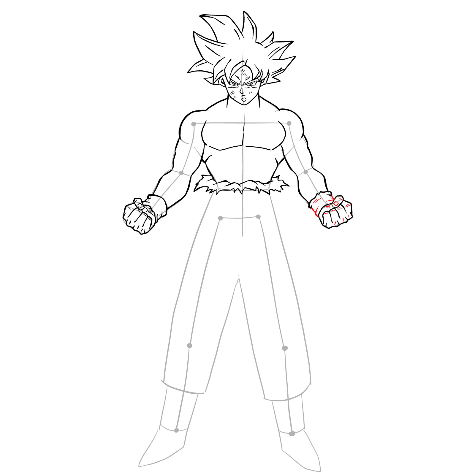 How to draw Goku in Mastered Ultra Instinct - step 27