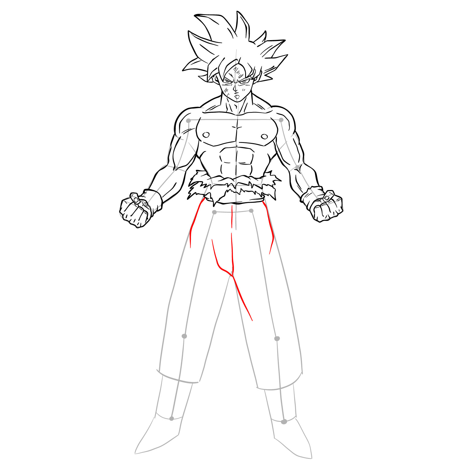 How to draw Goku in Mastered Ultra Instinct - step 32