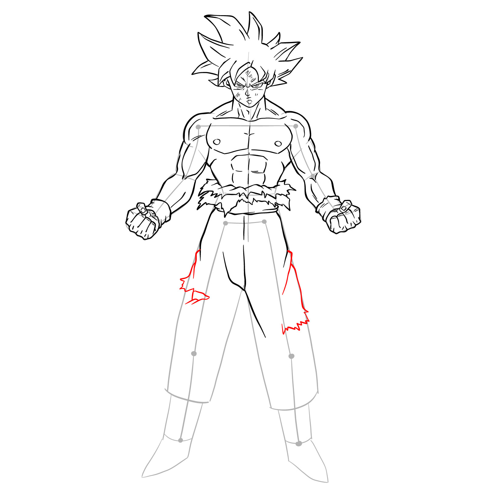 How to draw Goku in Mastered Ultra Instinct - step 33