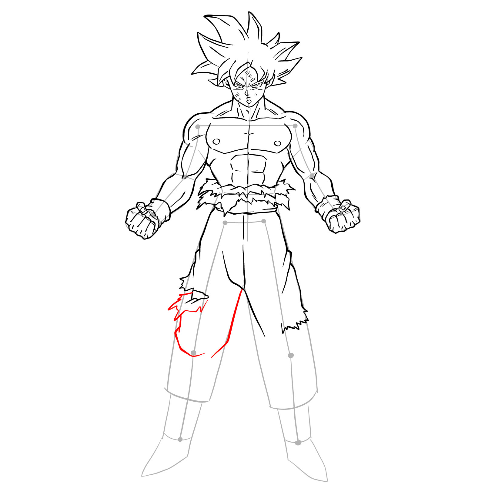 How to draw Goku in Mastered Ultra Instinct - step 34