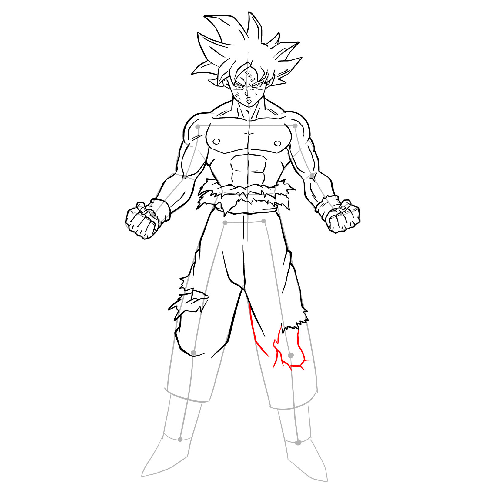 How to draw Goku in Mastered Ultra Instinct - step 35