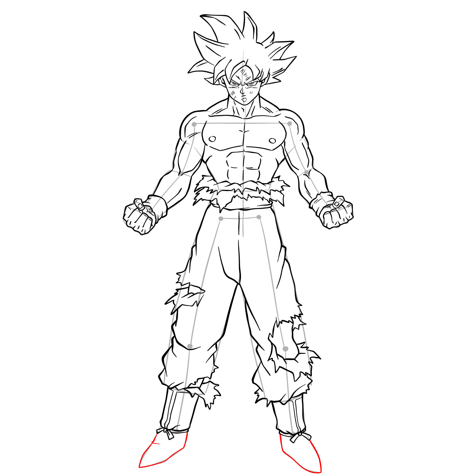 How to draw Goku in Mastered Ultra Instinct - step 40