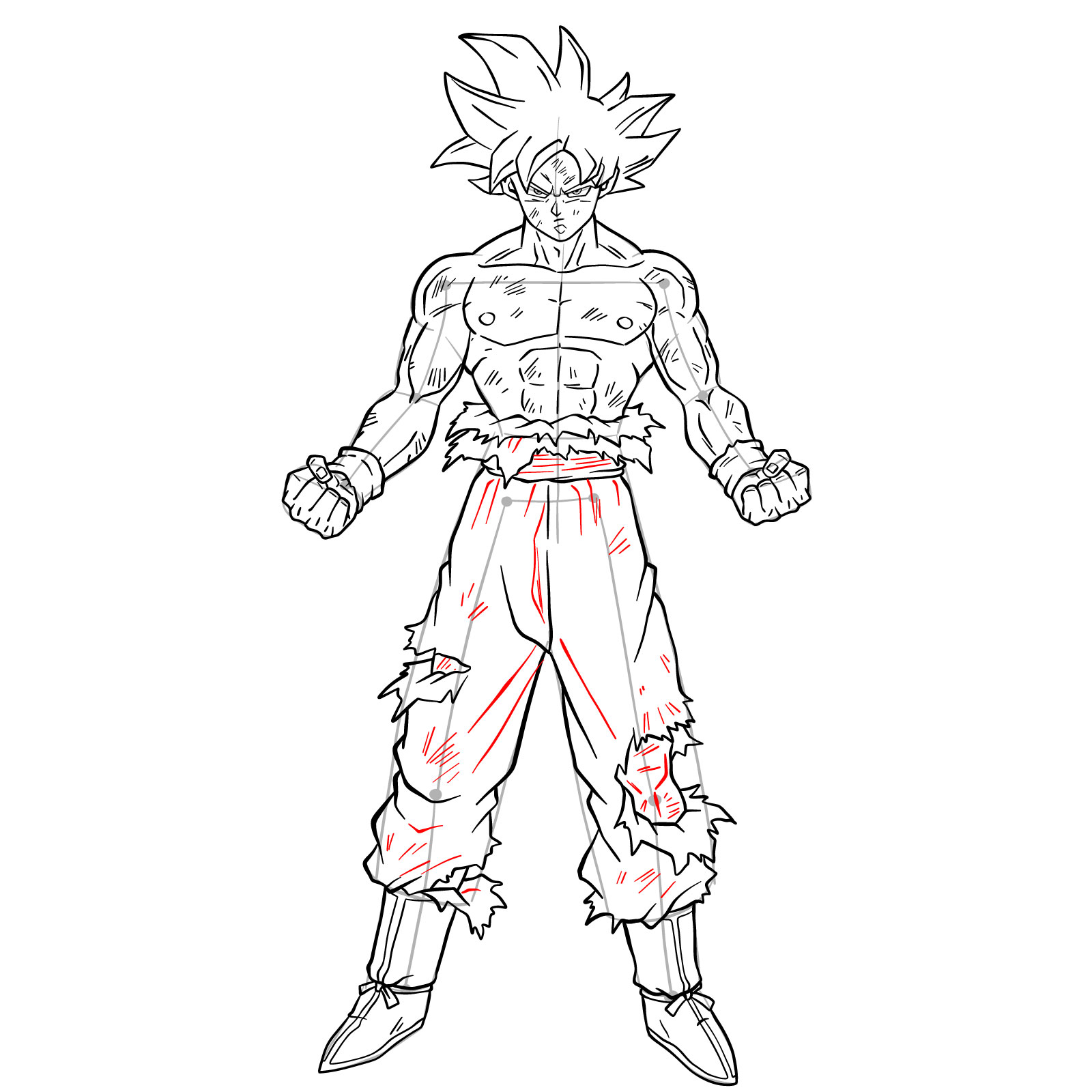 How to draw Goku in Mastered Ultra Instinct - step 43