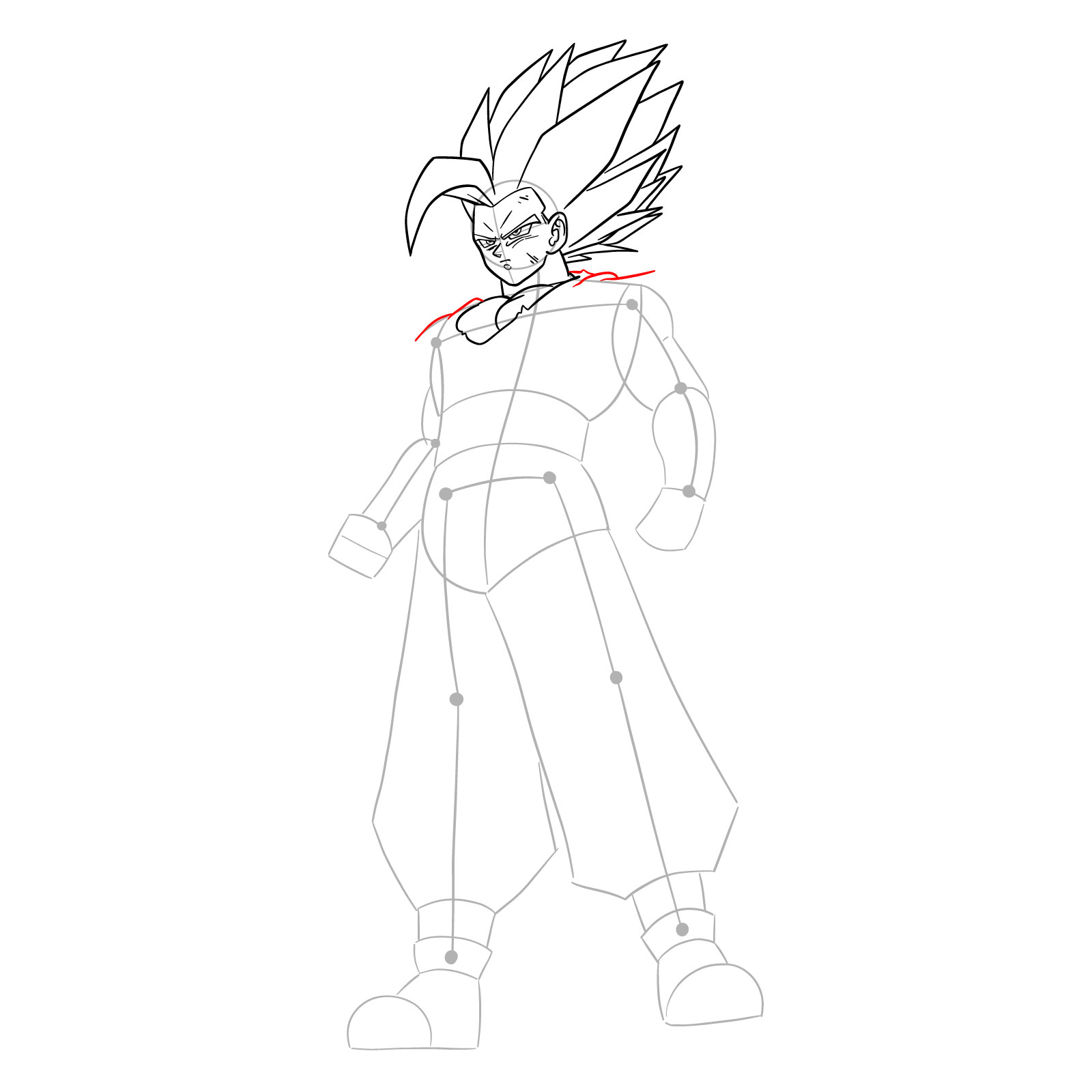 How to draw Gohan Beast from Dragon Ball - step 20