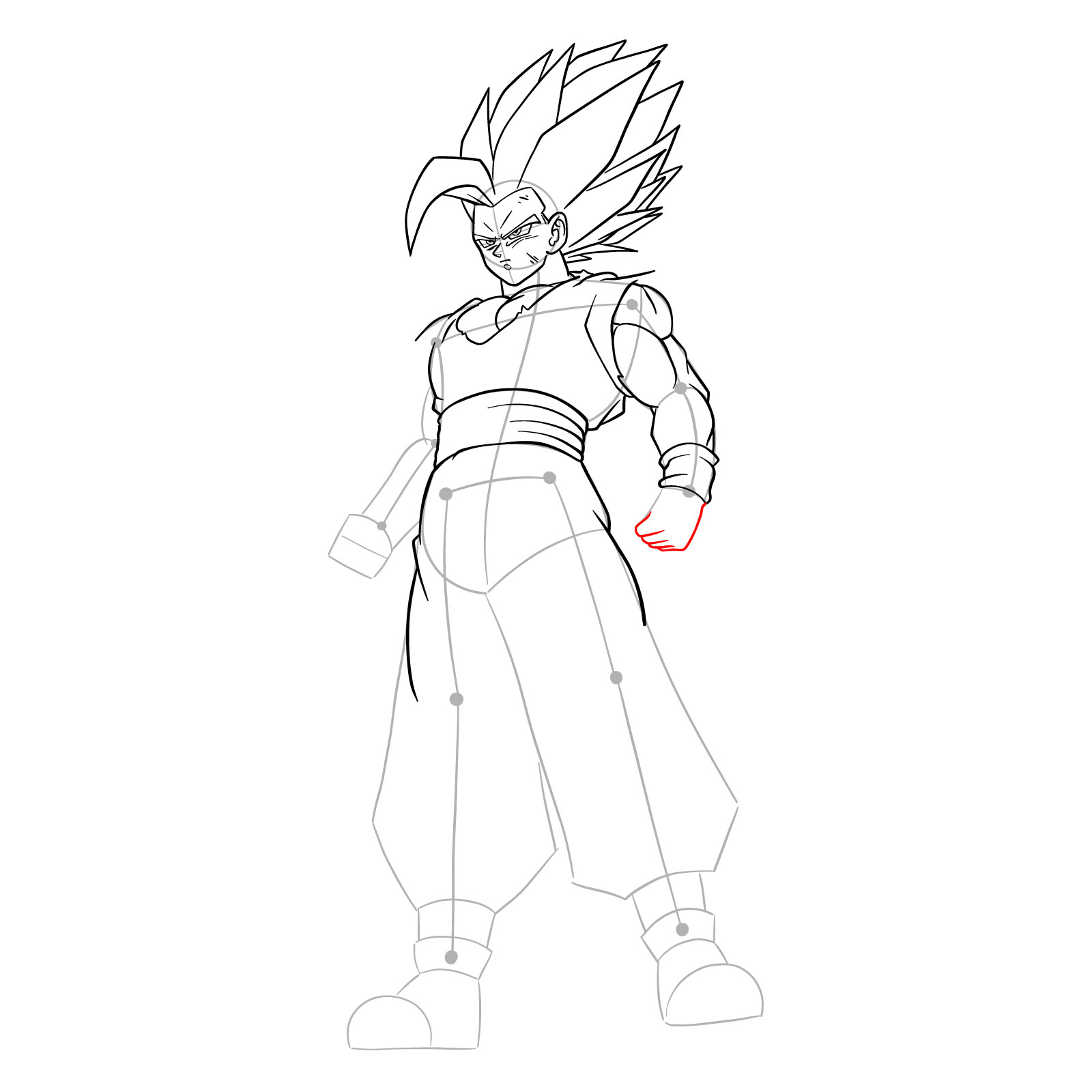 How to draw Gohan Beast from Dragon Ball - step 29