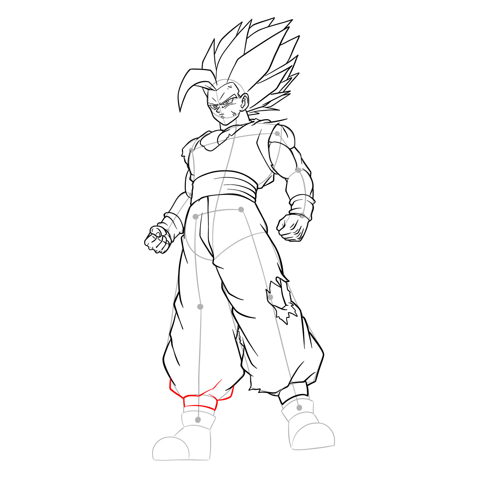 How to draw Gohan Beast from Dragon Ball - step 41