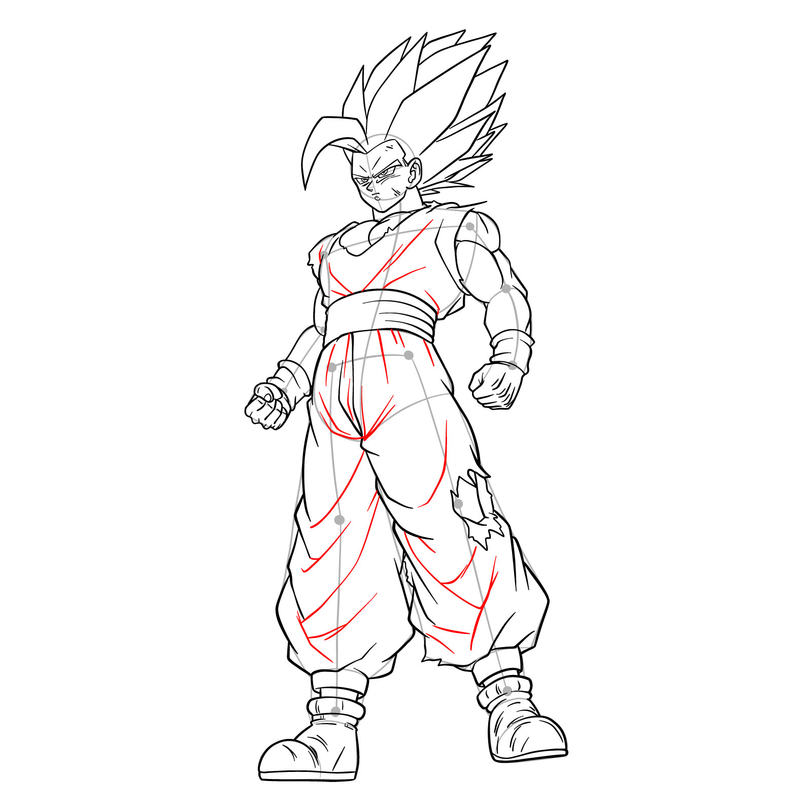 How to draw Gohan Beast from Dragon Ball - step 41