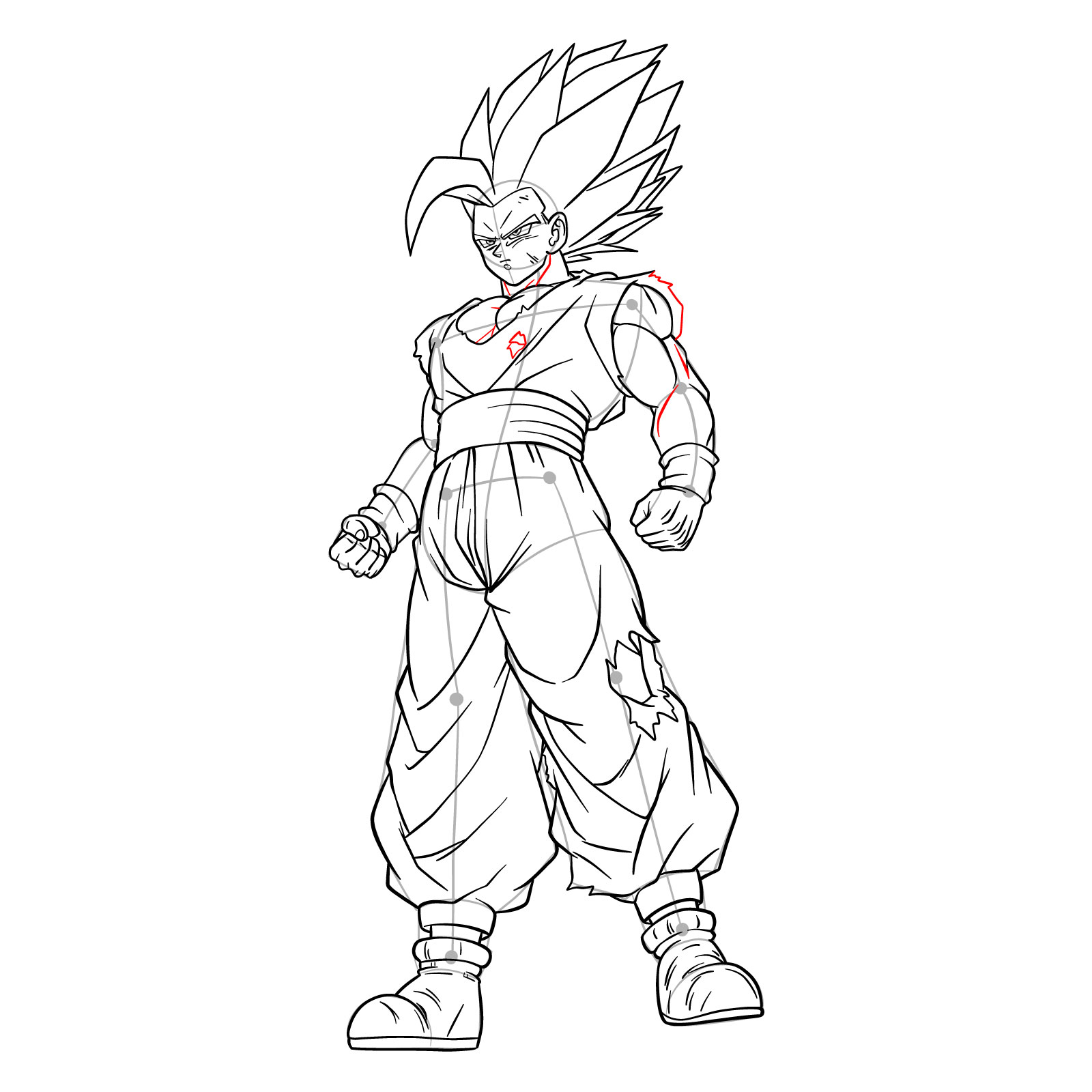 How to draw Gohan Beast from Dragon Ball - step 42