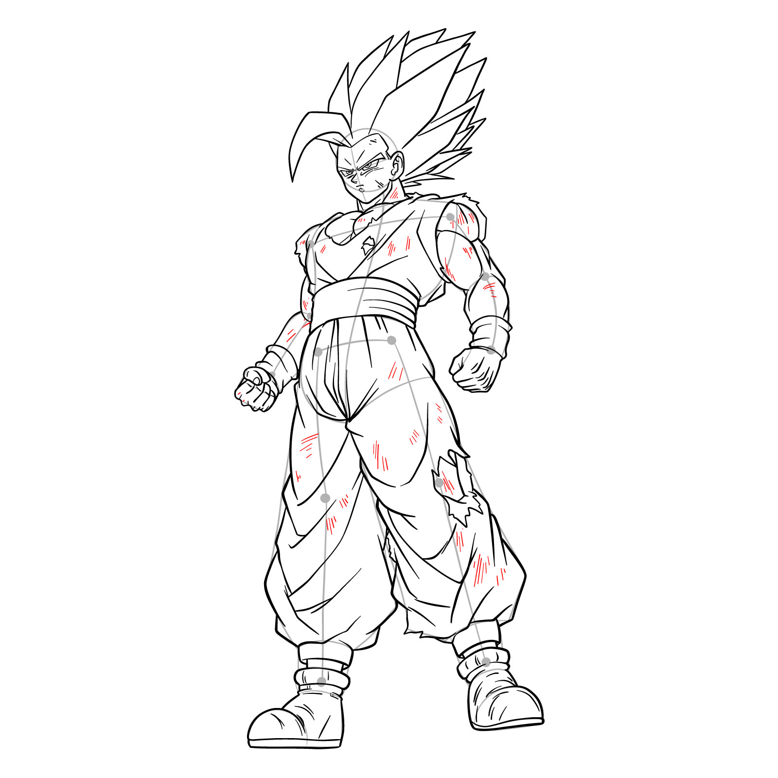 How to draw Gohan Beast from Dragon Ball - step 43