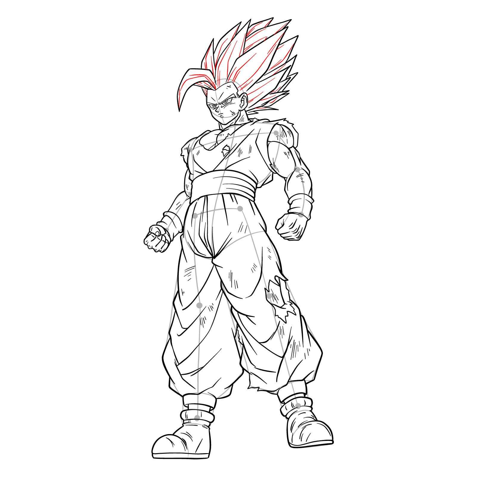 How to draw Gohan Beast from Dragon Ball - step 44