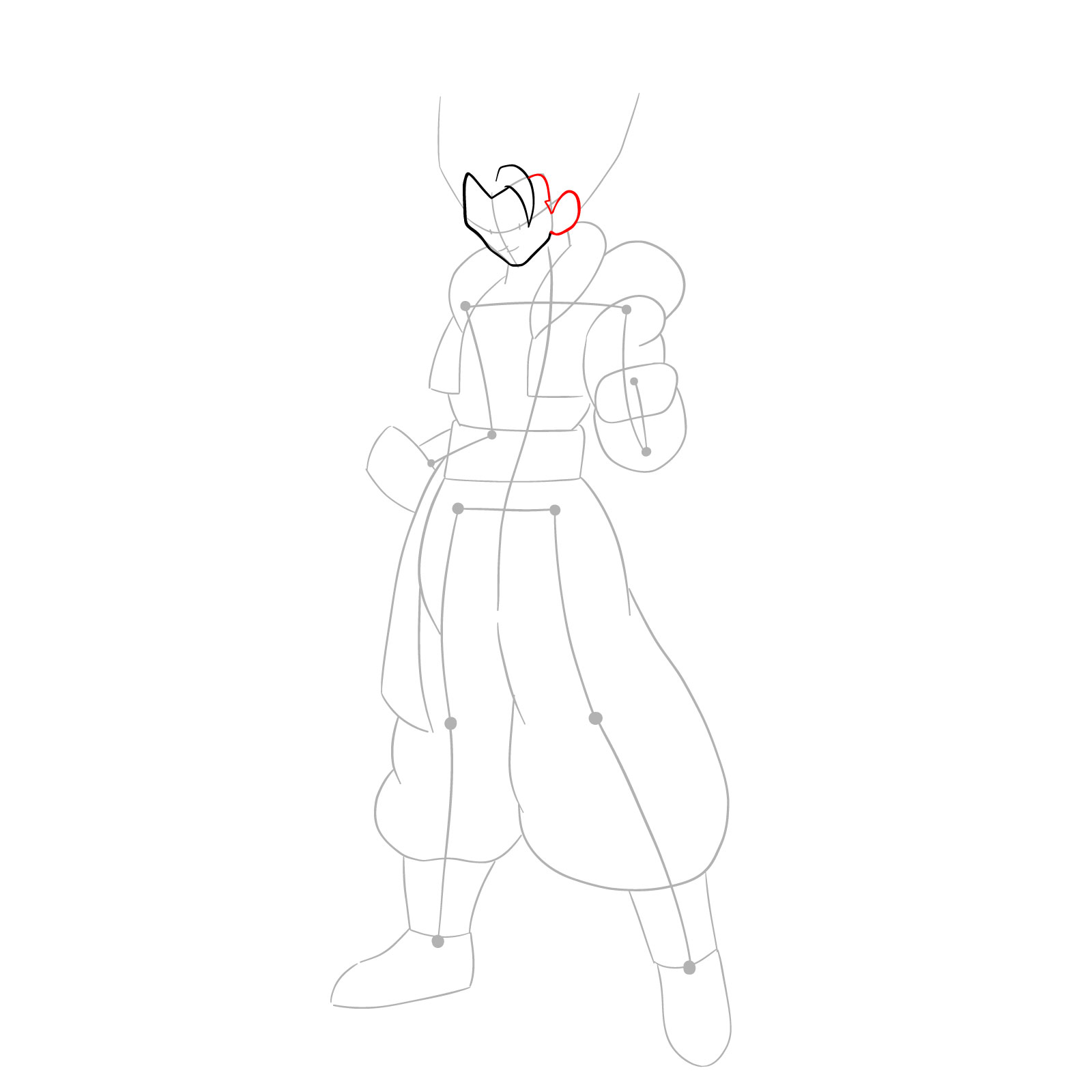 How to draw Gogeta in Base - step 06