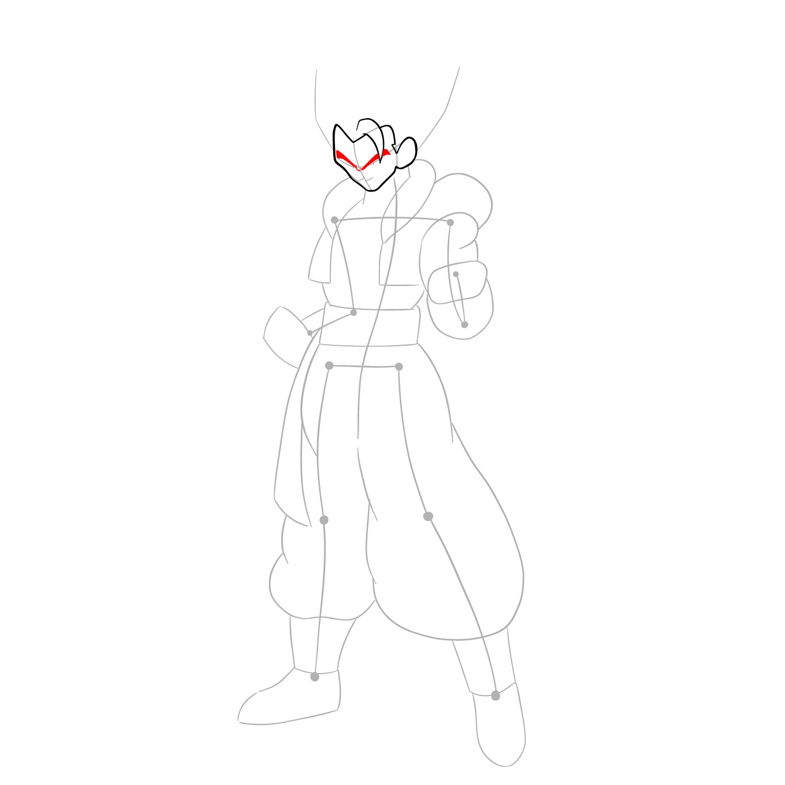How to draw Gogeta in Base - step 07