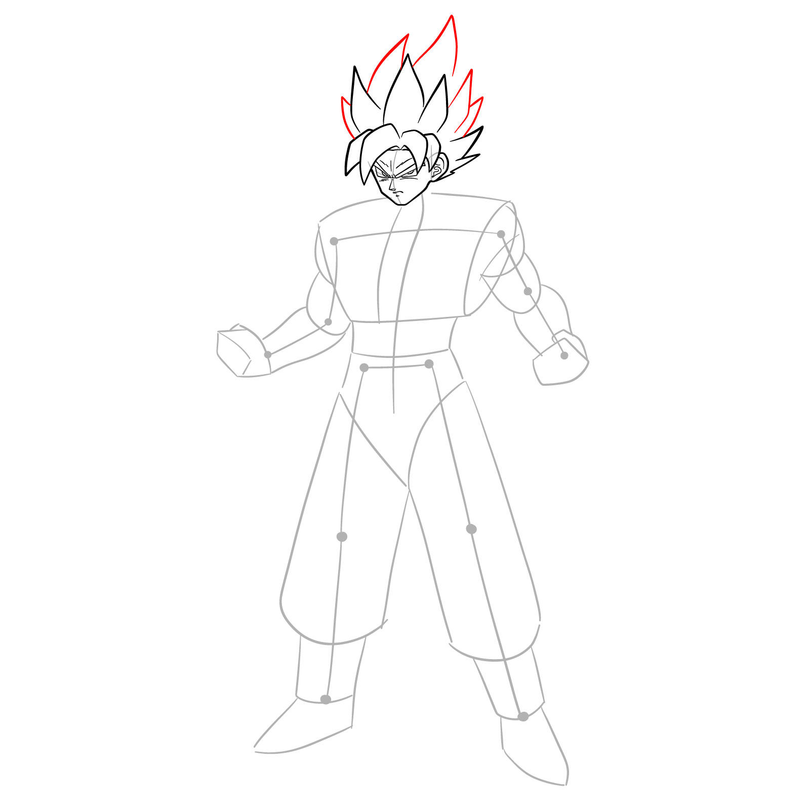 How to draw Goku in Super Saiyan form - step 14