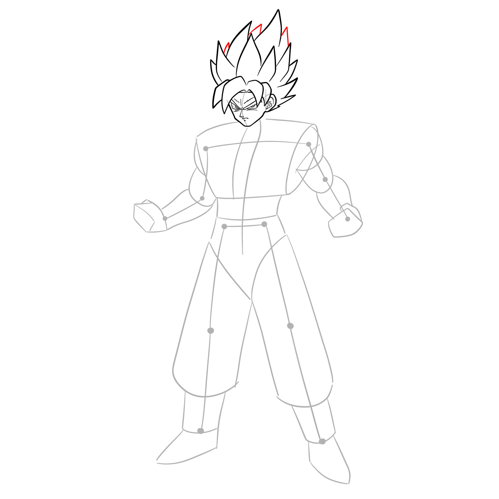 How to draw Goku in Super Saiyan form - step 15