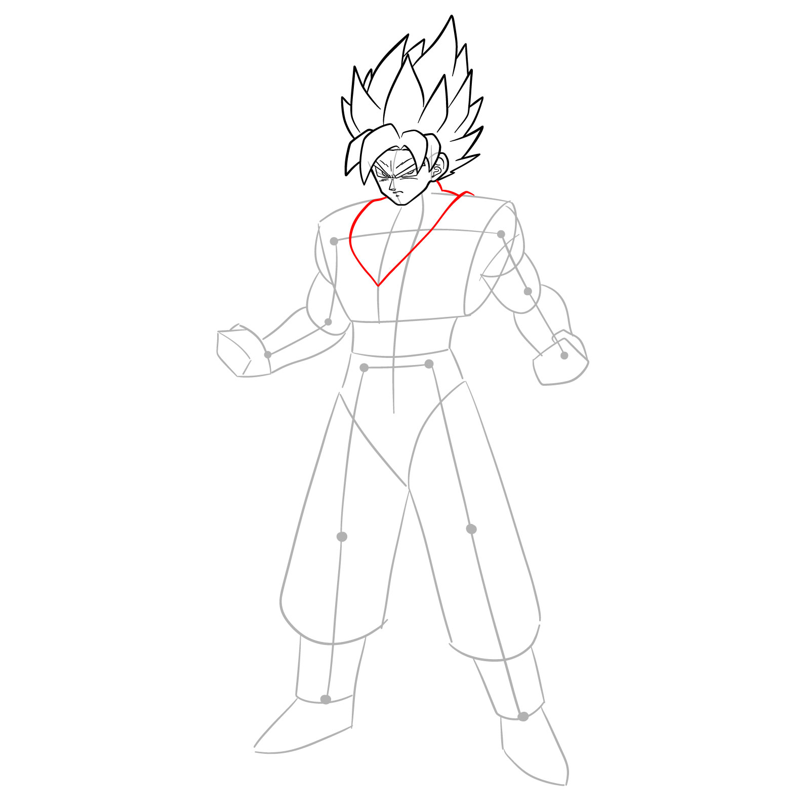 How to draw Goku in Super Saiyan form - step 16