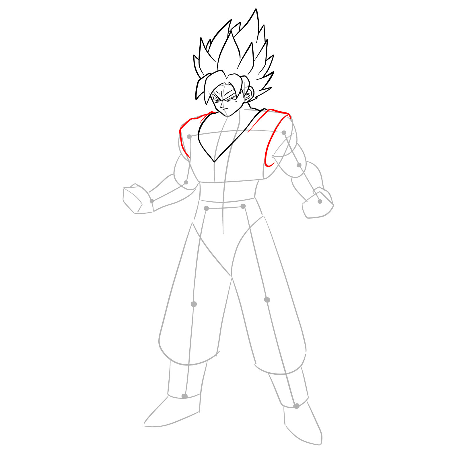 How to draw Goku in Super Saiyan form - step 17