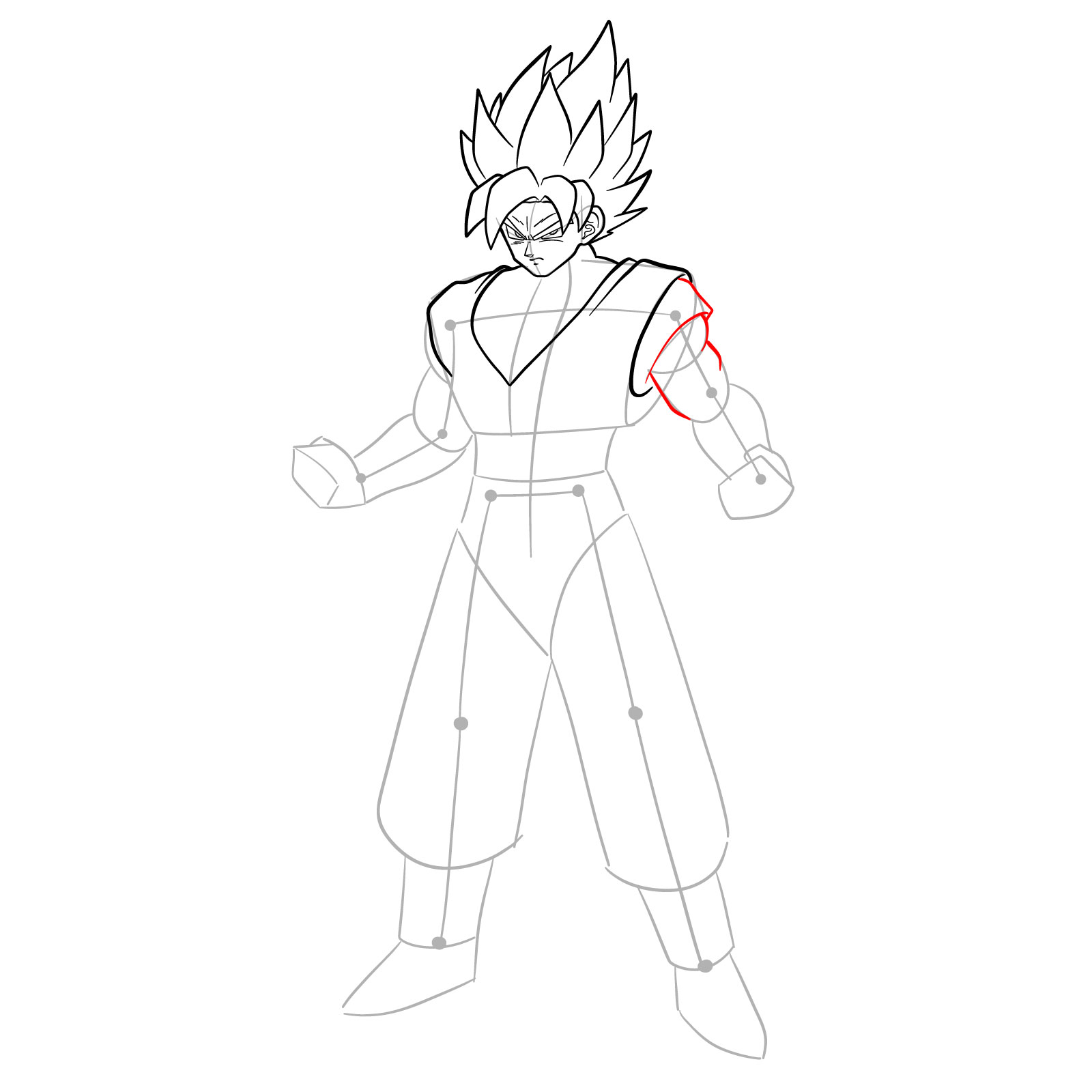 How to draw Goku in Super Saiyan form - step 18
