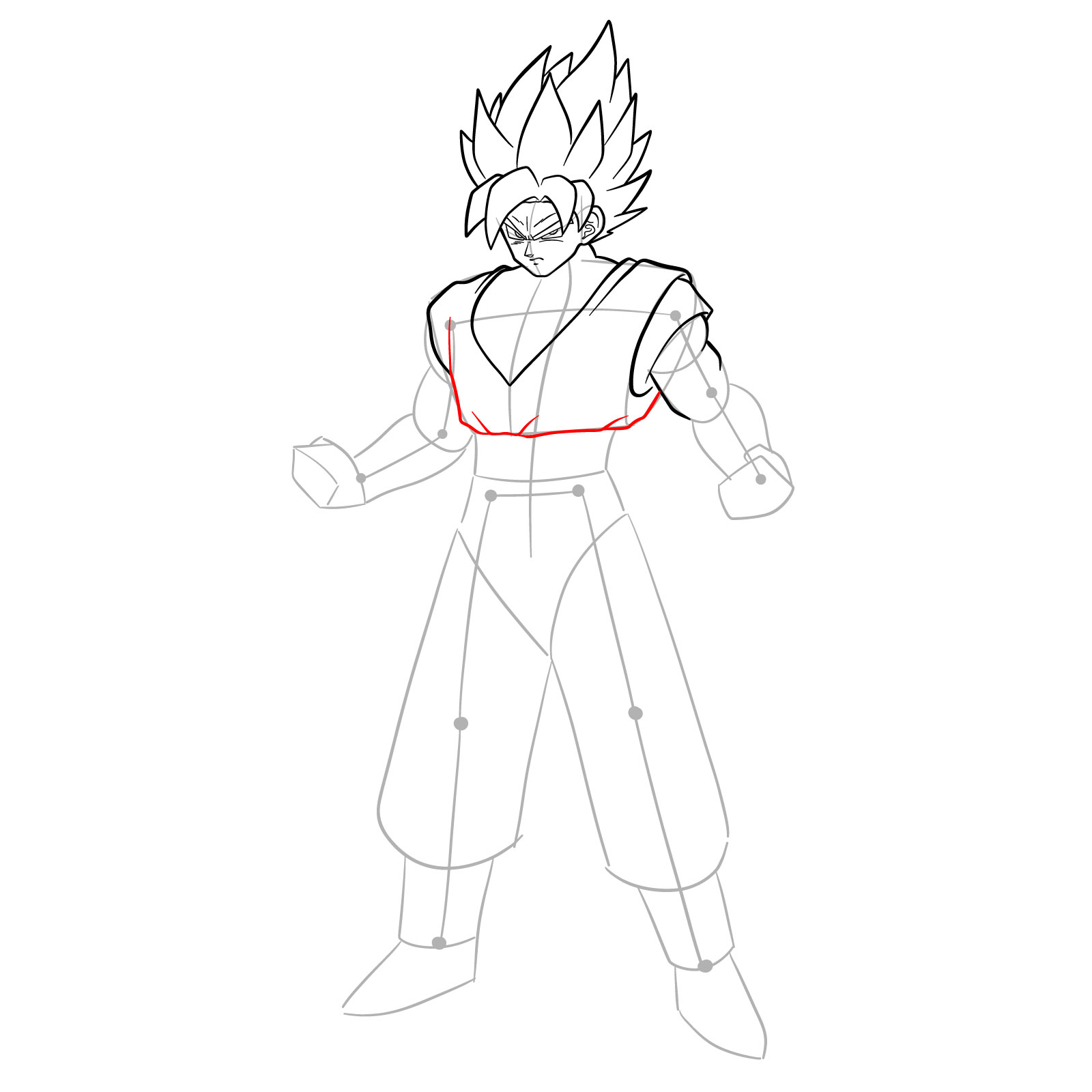How to draw Goku in Super Saiyan form - step 19