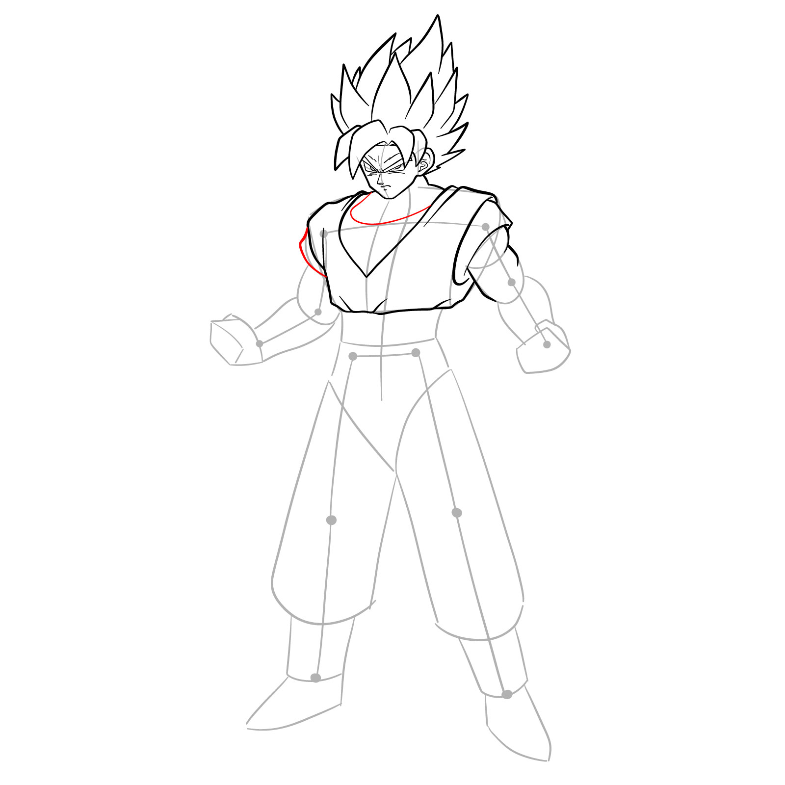 How to draw Goku in Super Saiyan form - step 20