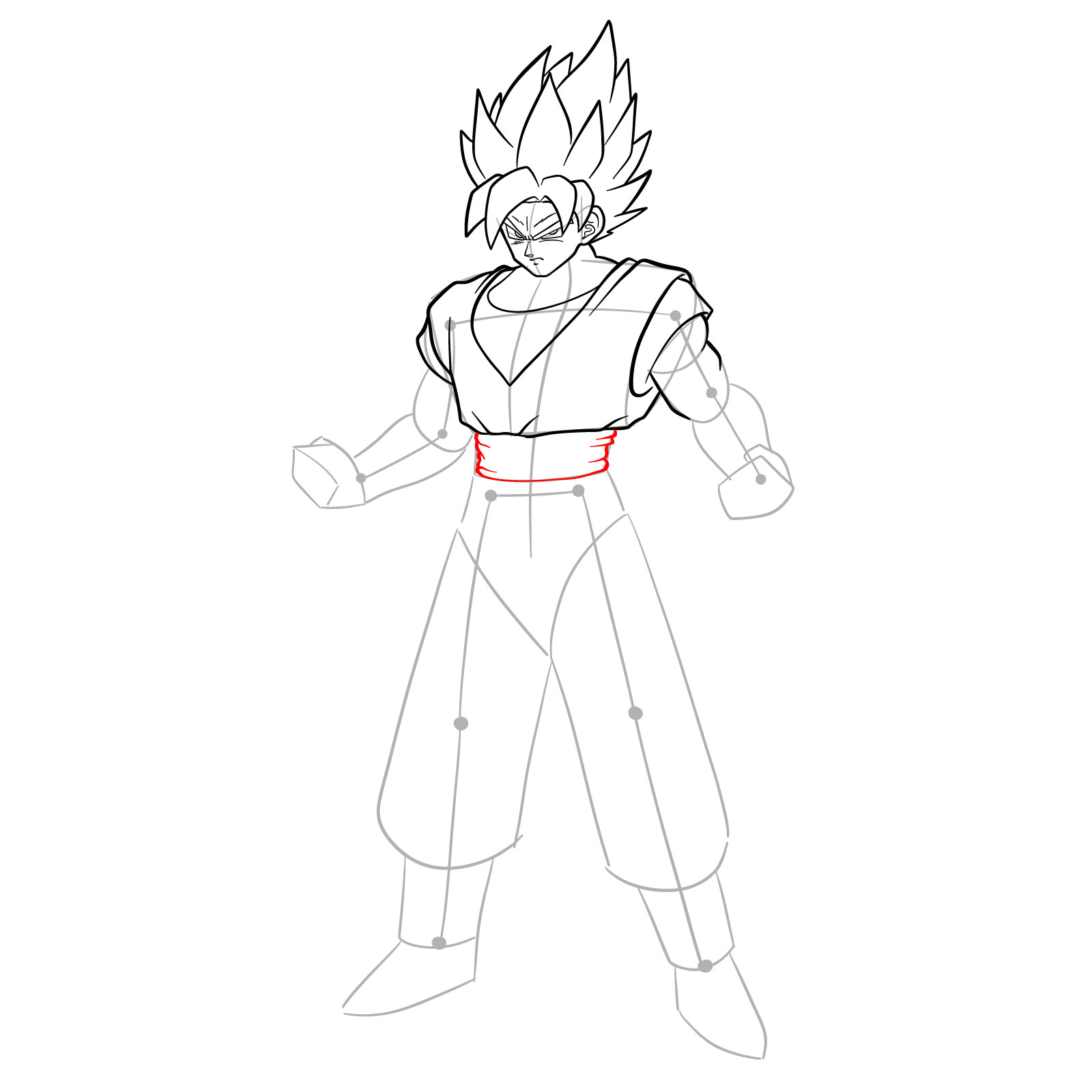 How to draw Goku in Super Saiyan form - step 21