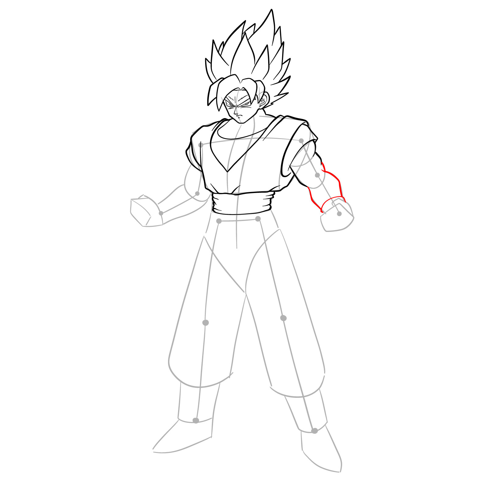 How to draw Goku in Super Saiyan form - step 22