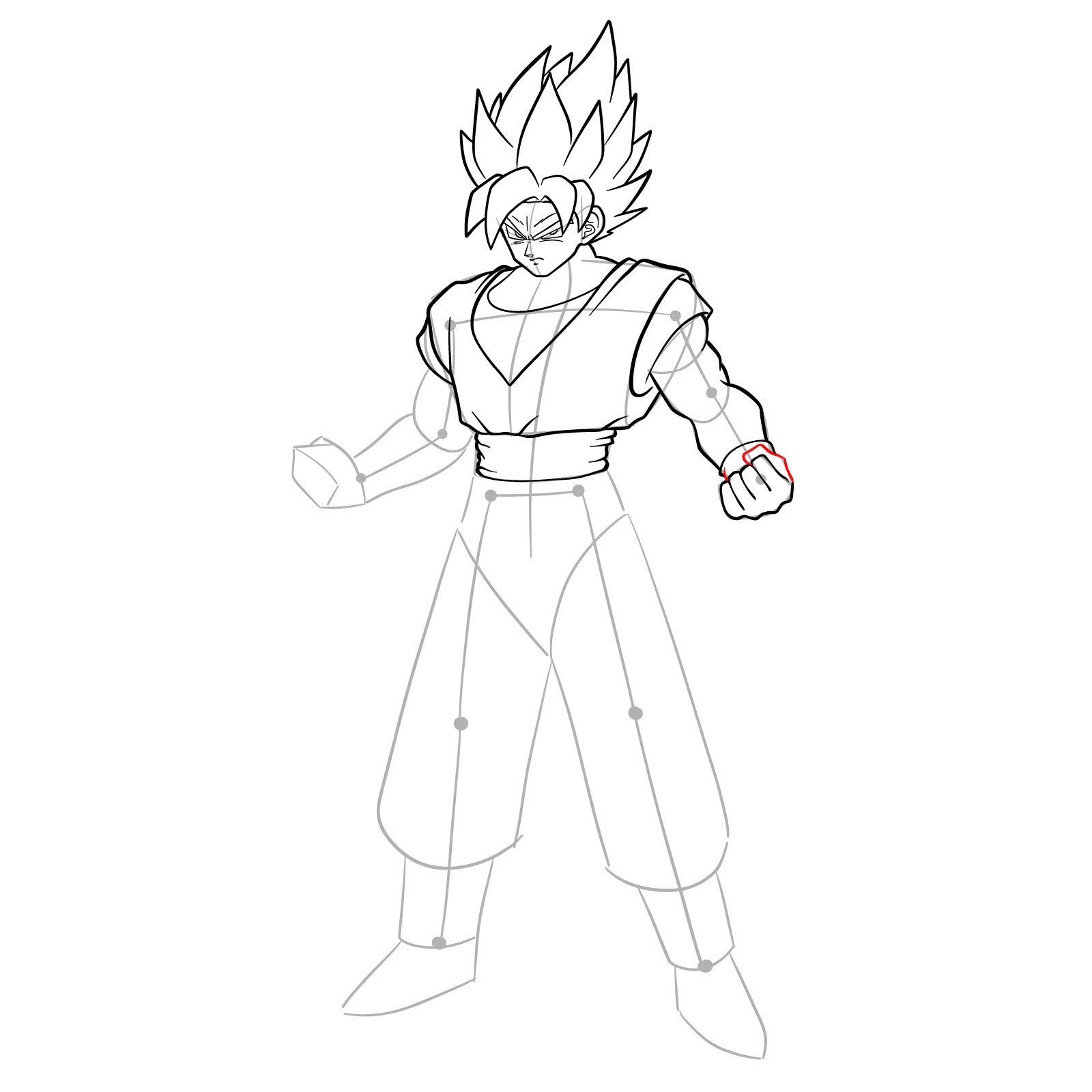 How to draw Goku in Super Saiyan form - step 24