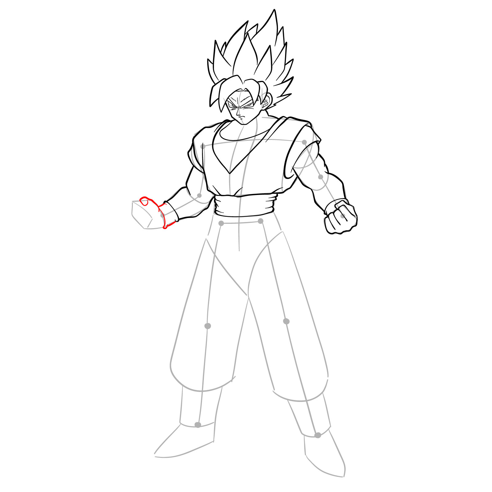 How to draw Goku in Super Saiyan form - step 26