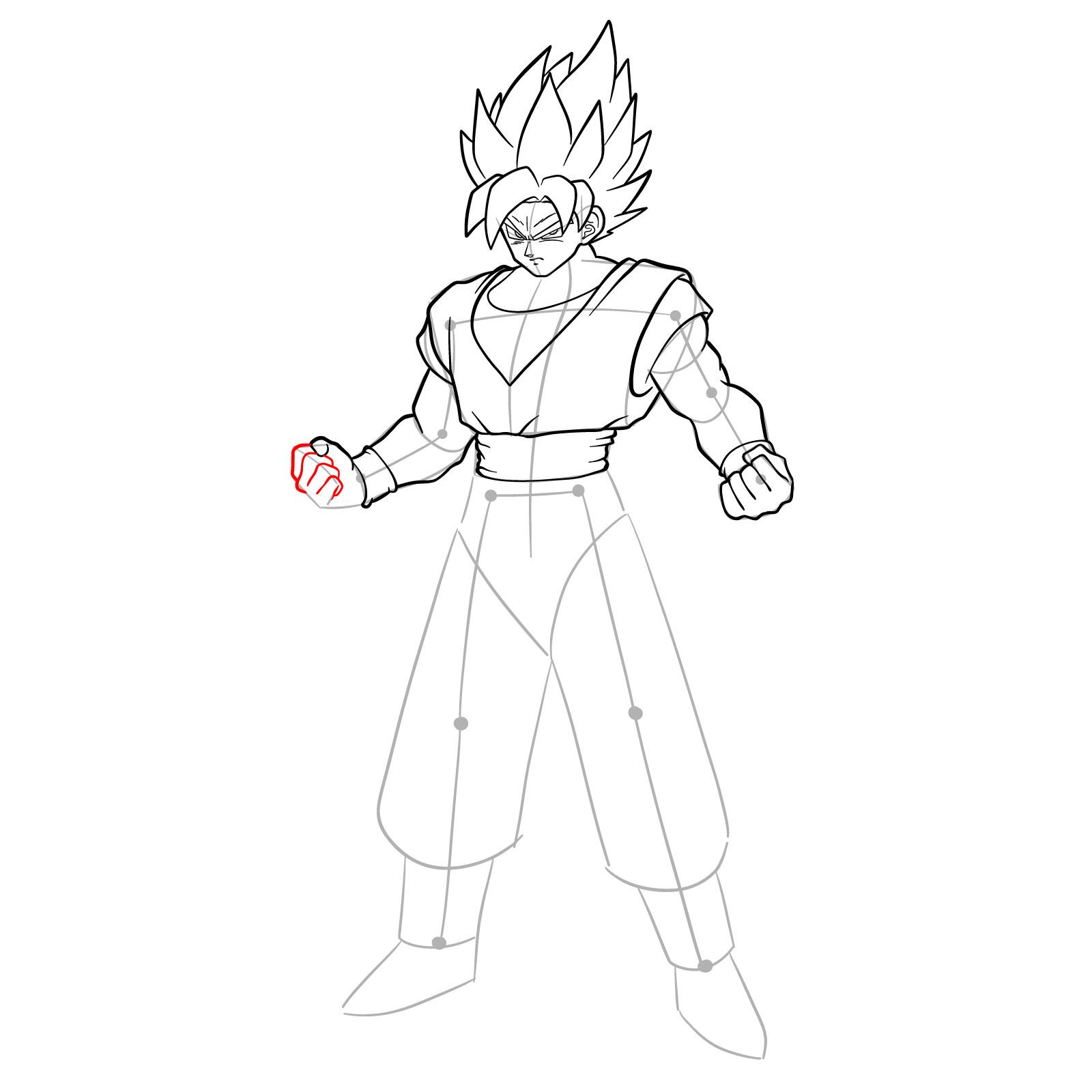 How to draw Goku in Super Saiyan form - step 27