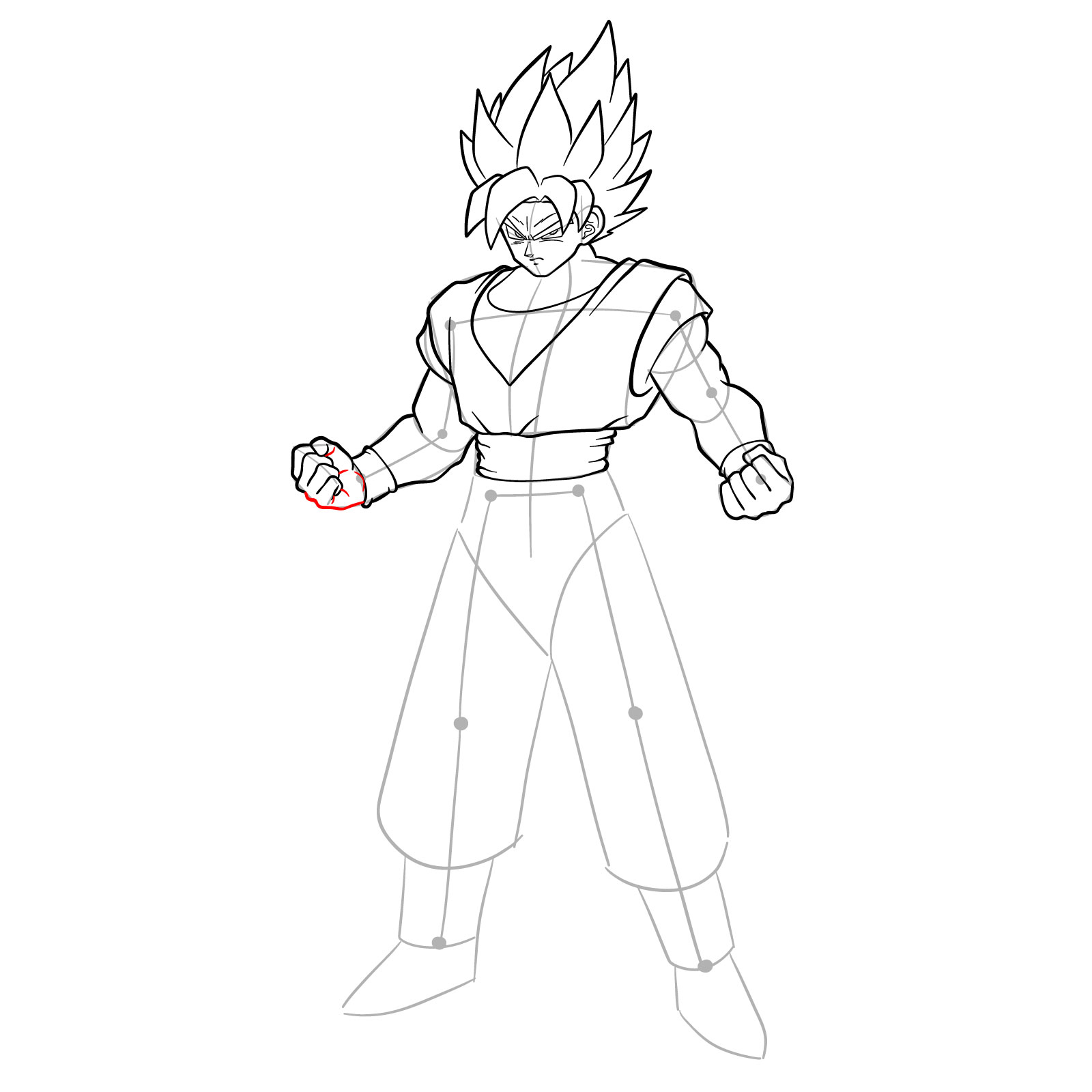 How to draw Goku in Super Saiyan form - step 28