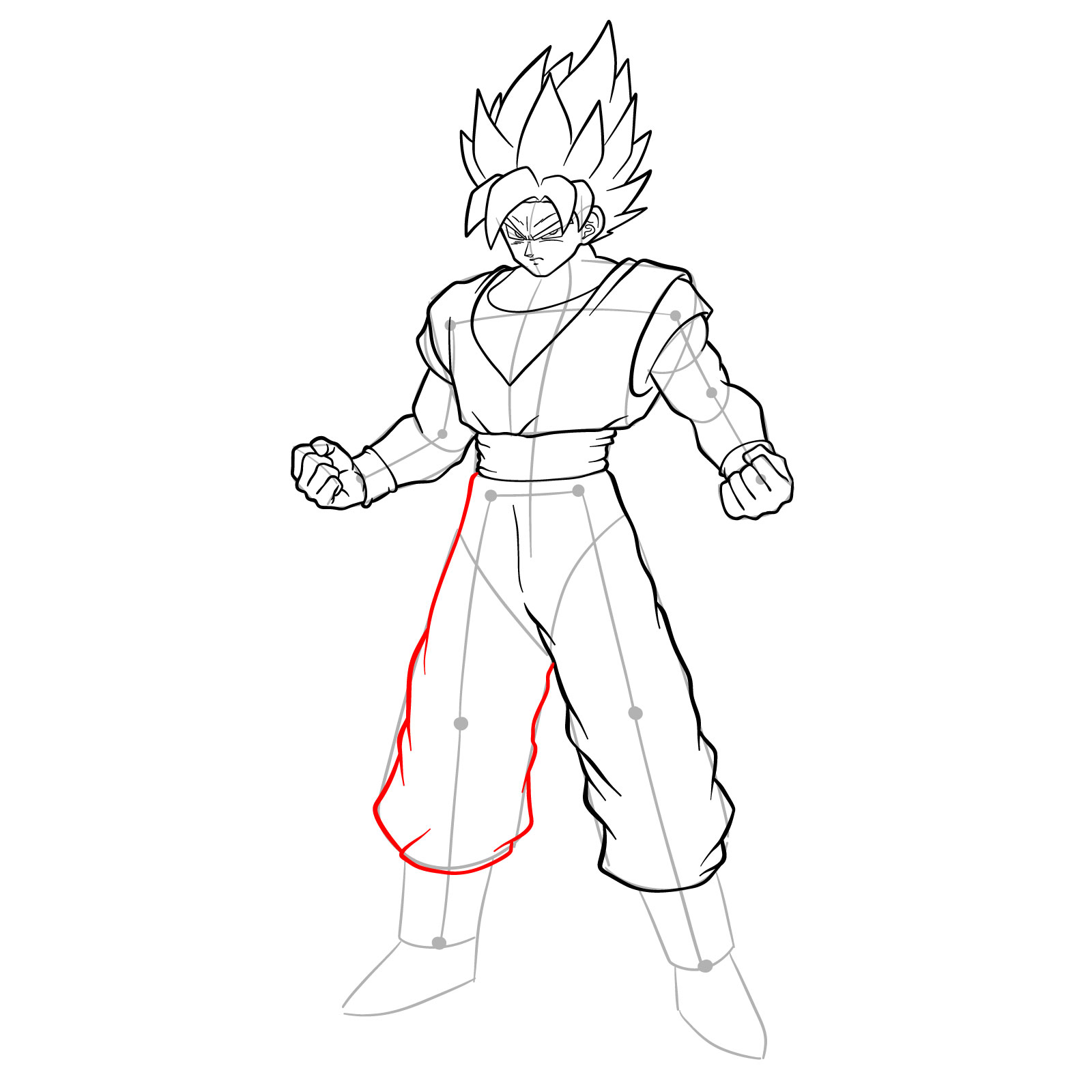 How to draw Goku in Super Saiyan form - step 30