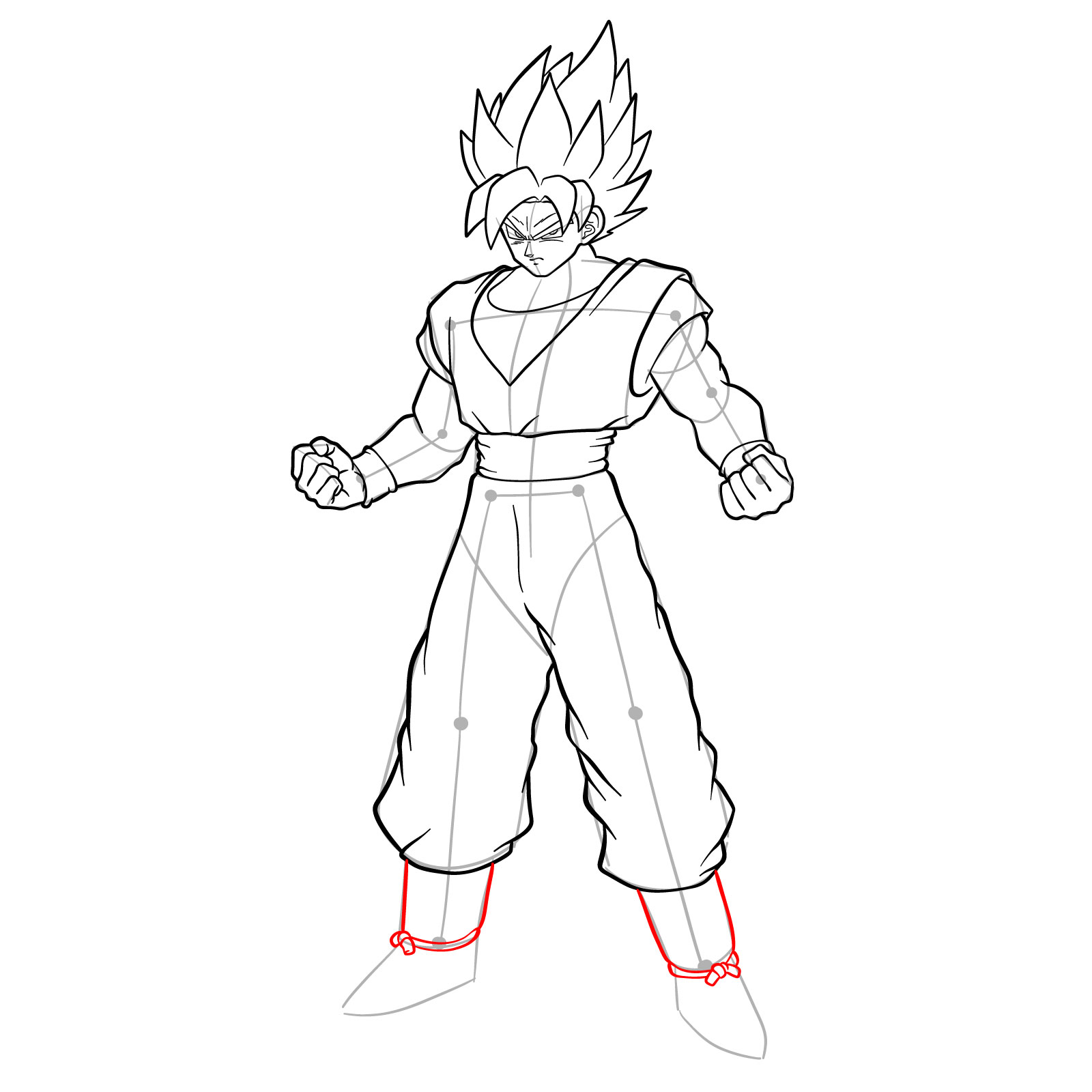 How to draw Goku in Super Saiyan form - step 31