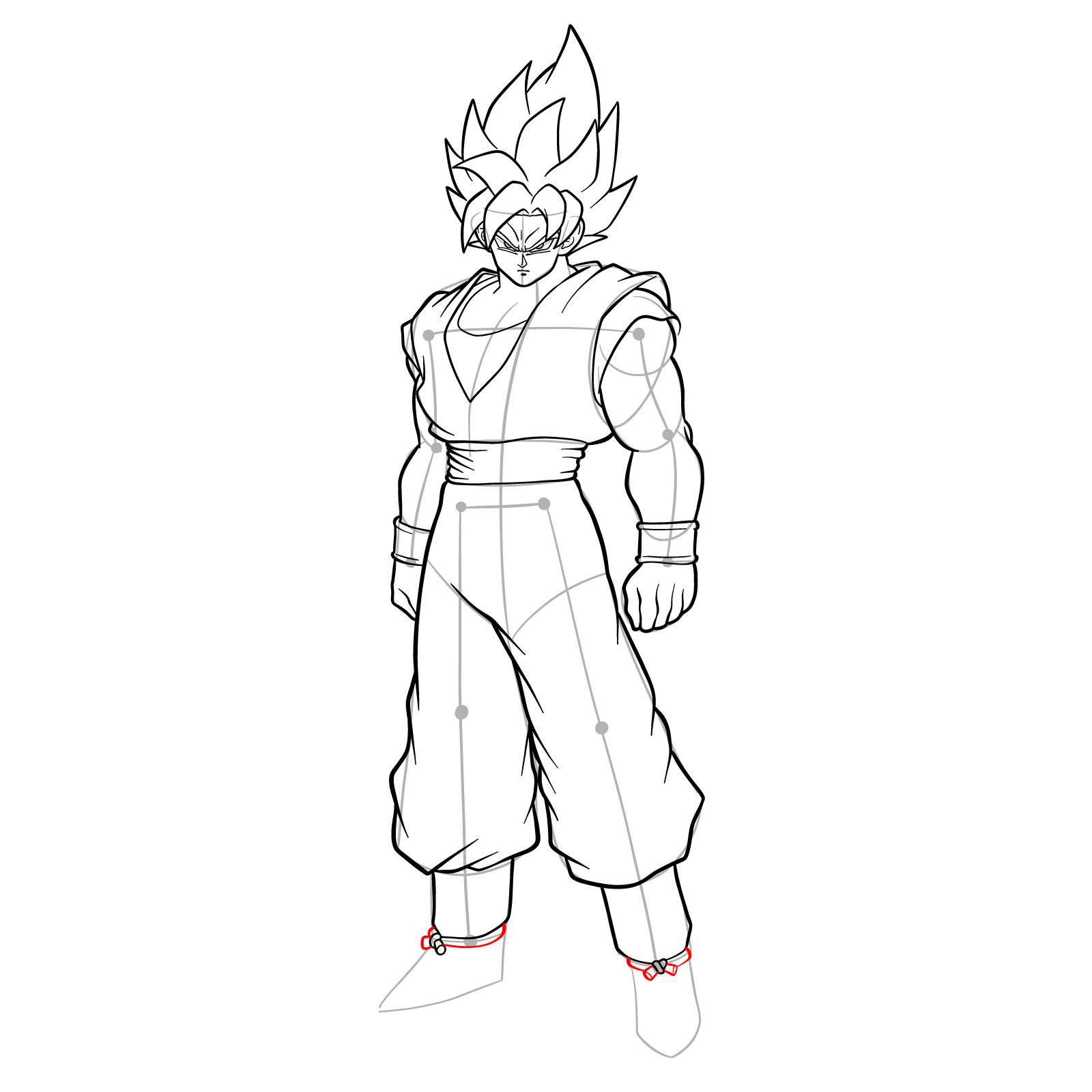 How to draw Goku in SSGSS - step 36