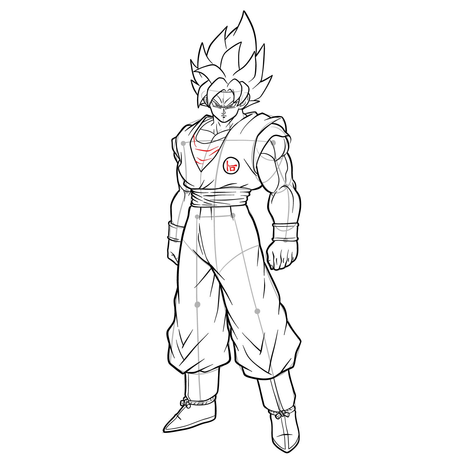 How to draw Goku in SSGSS - step 43