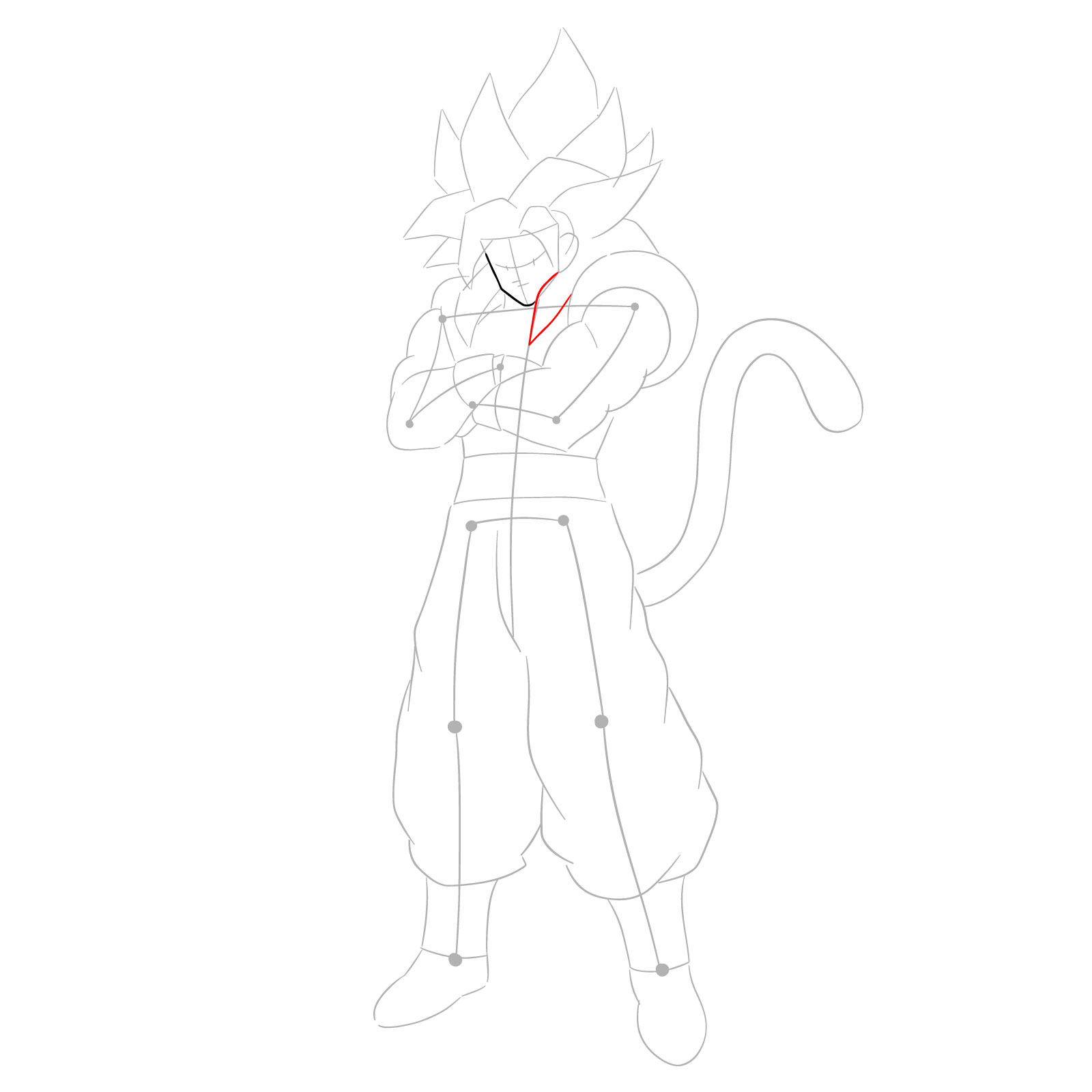 How to draw Gogeta in SS4 form - step 05