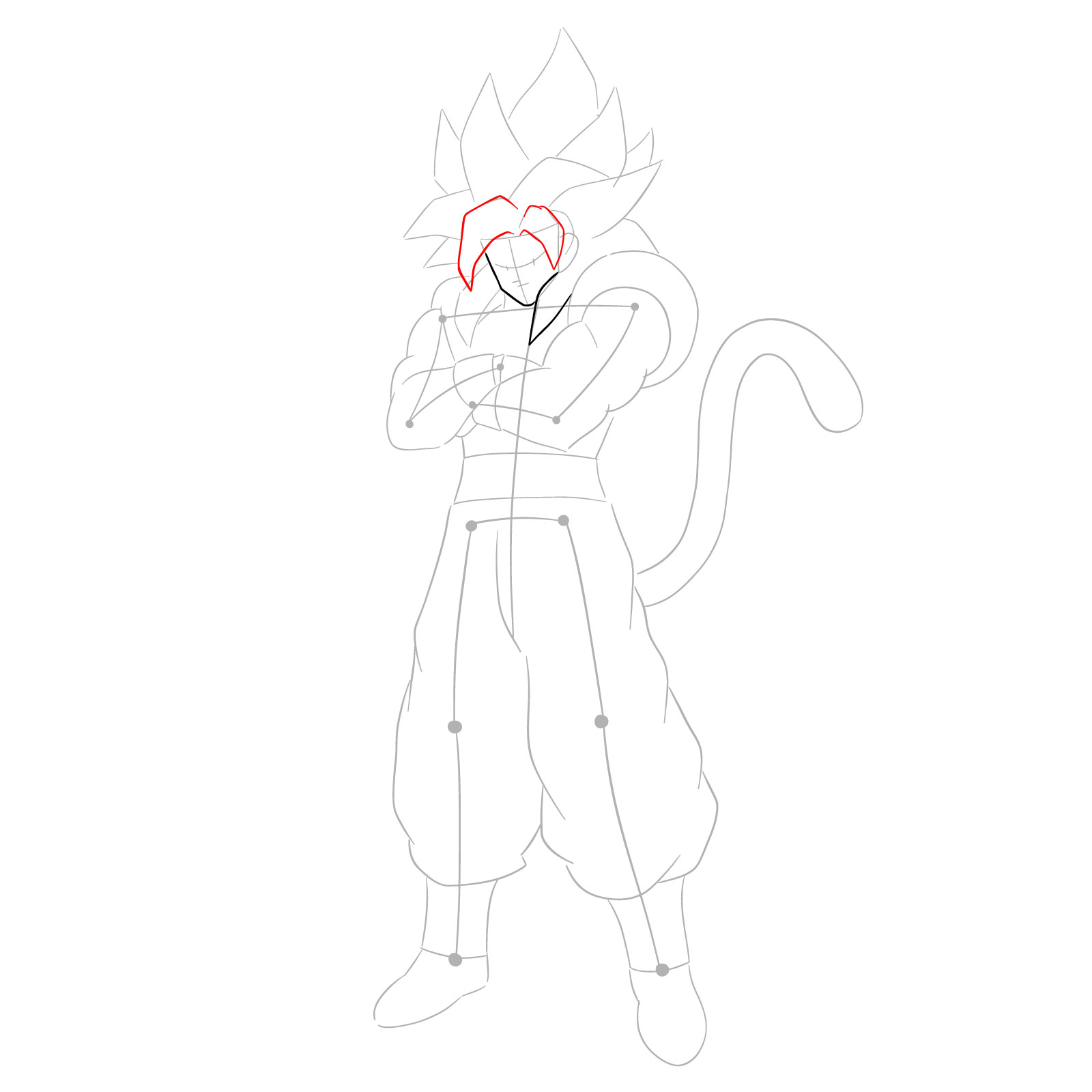 How to draw Gogeta in SS4 form - step 06