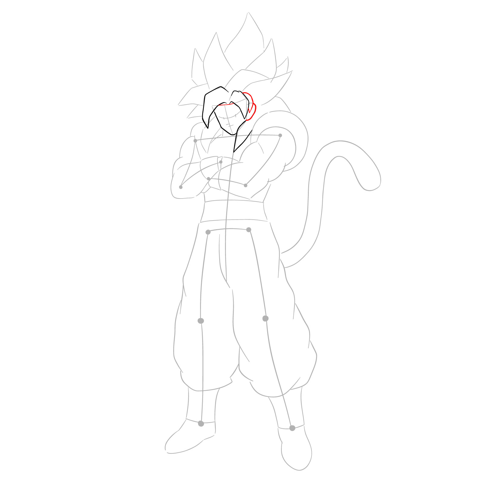 How to draw Gogeta in SS4 form - step 07