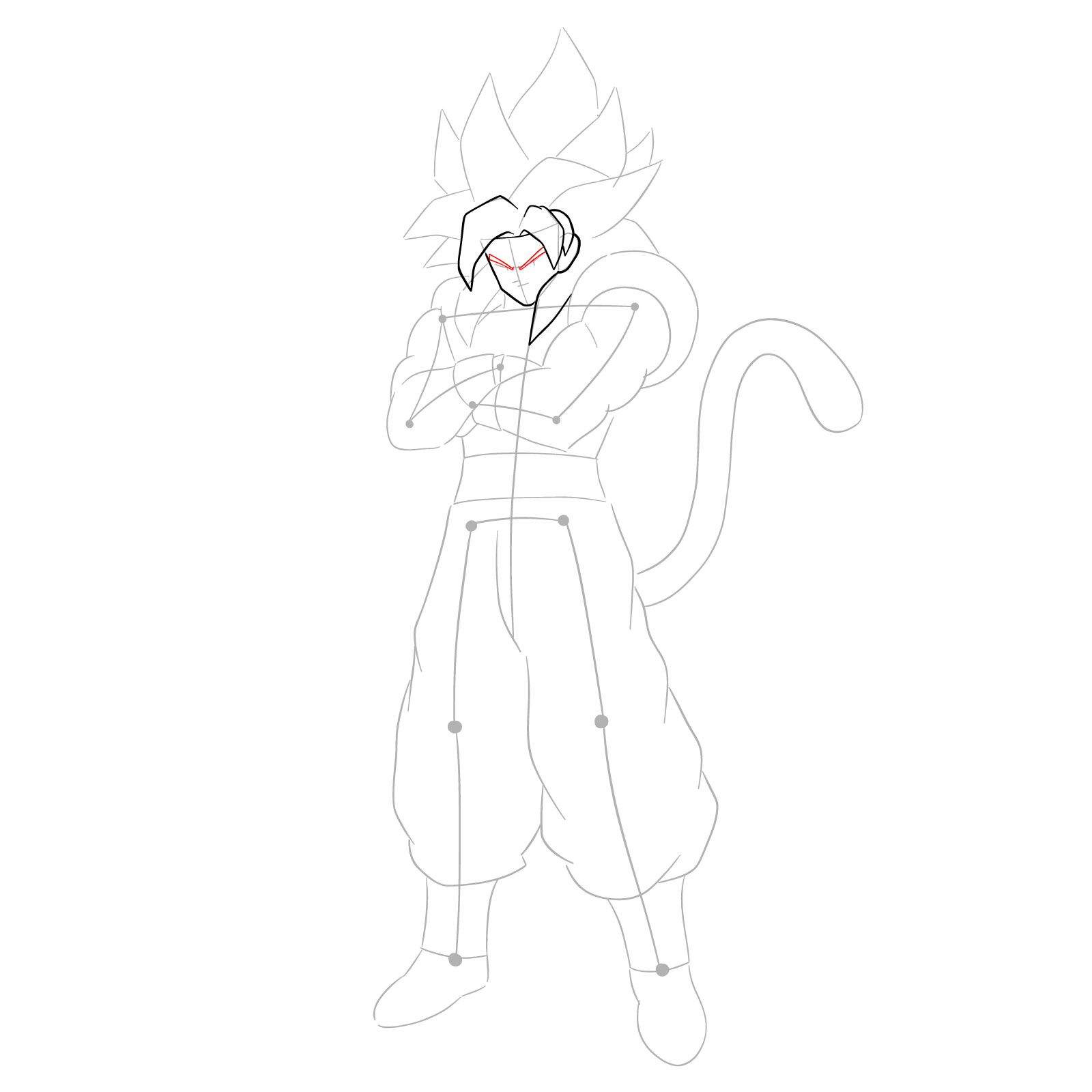 How to draw Gogeta in SS4 form - step 08