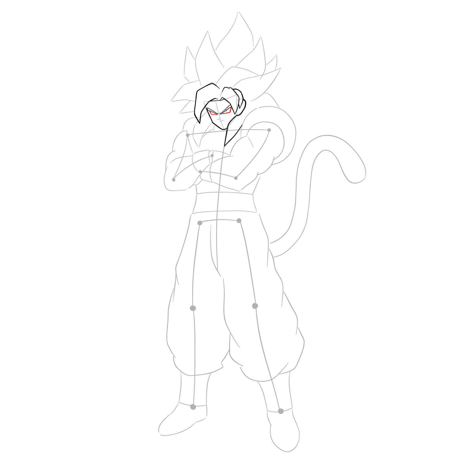 How to draw Gogeta in SS4 form - step 09