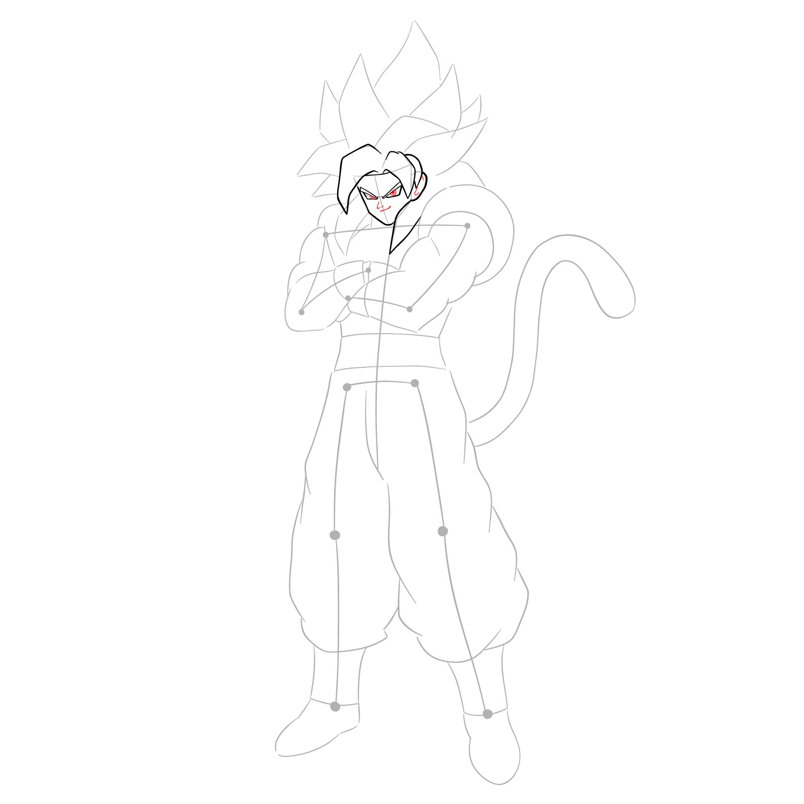 How to draw Gogeta in SS4 form - step 10