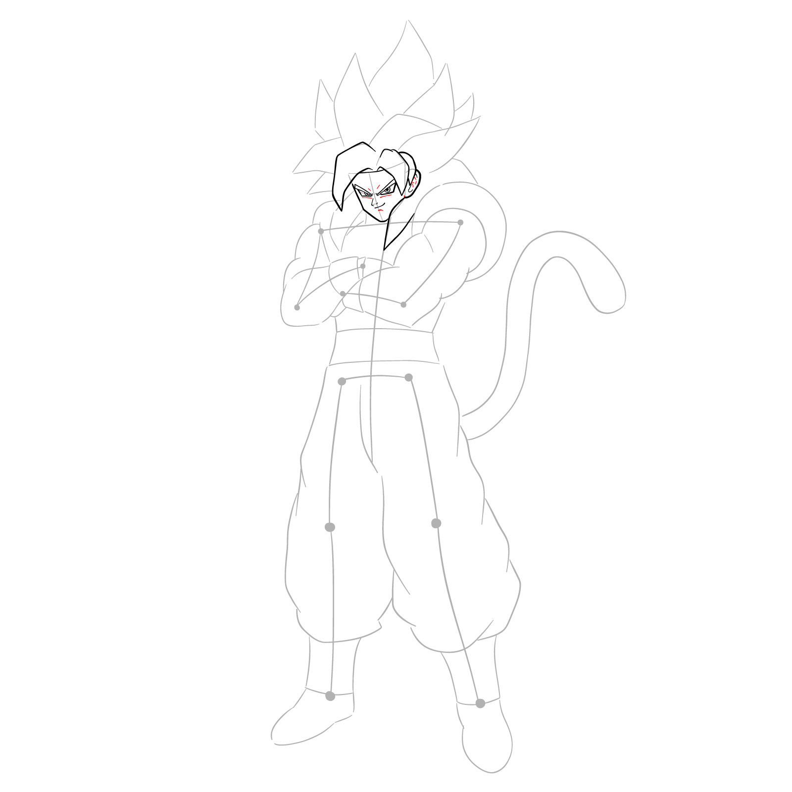 How to draw Gogeta in SS4 form - step 11