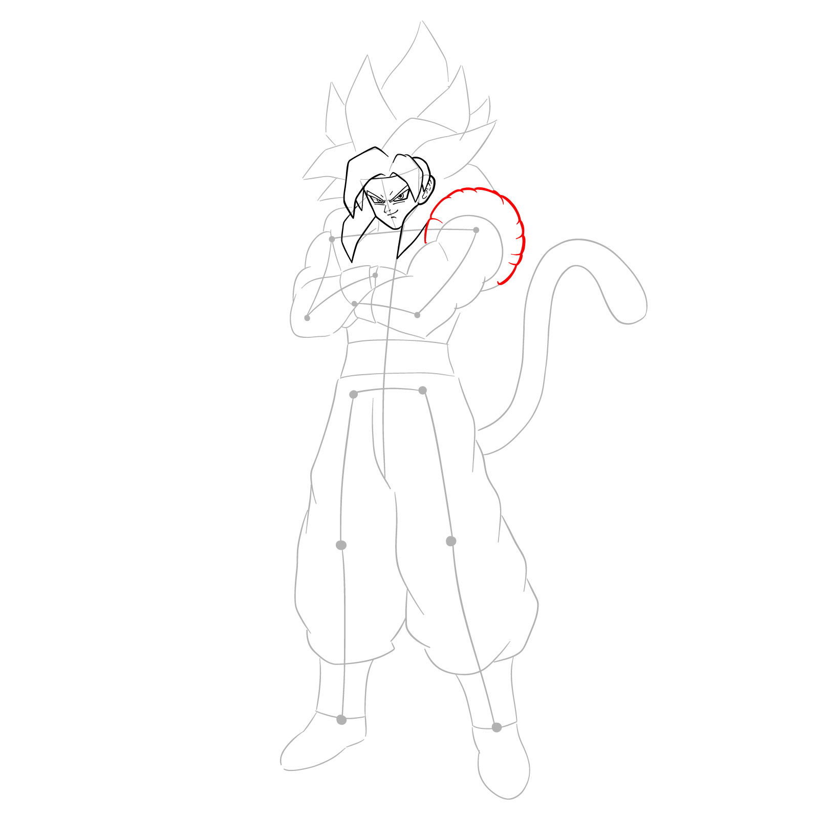 How to draw Gogeta in SS4 form - step 13